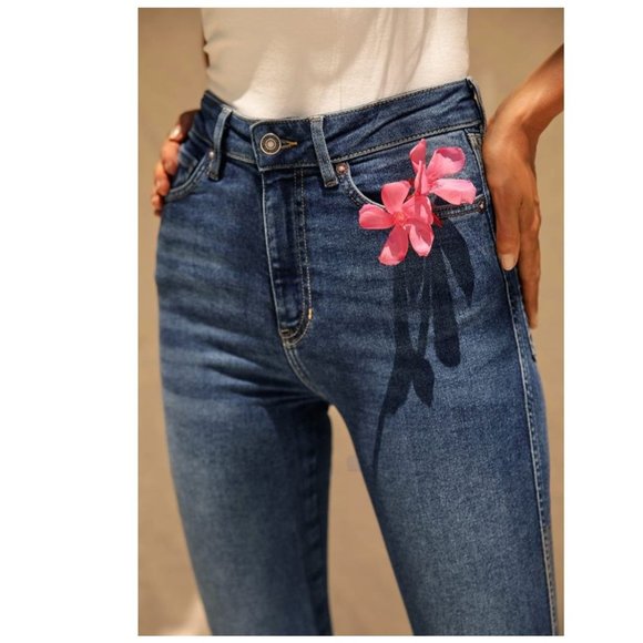 Free People Distressed High Waist Stretch Skinny Jeans Jegging - Picture 7 of 9